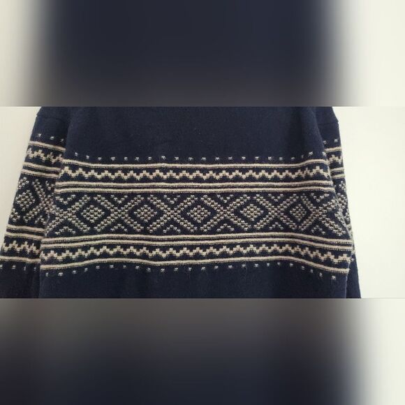 JCrew 100% Lambs Wool Navy Blue Patterned Men's Flawed Sweater Size XL - Picture 9 of 12